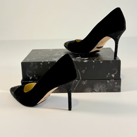 Sarah Flint Suede Perfect Pump 85mm with Crystal Toe and Heel Detail - Picture 7 of 15